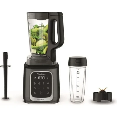 Image de Moulinex InfinyMix+ Blender haute vitesse, 1600 W, Mixeur bol tritan 1,75 L, Smoothies, Glaces, Glace pilée, Pâtes dessert, 5 programmes automatiques, Gourde 600 ml, soupe LM91HD10