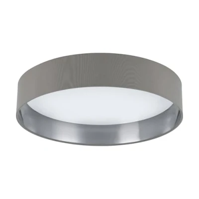 Image de Eglo Plafonnier LED Maserlo 2, luminaire pour plafond en textile, lampe de salon avec tissu gris et argenté, plastique blanc, blanc chaud, Ø 38 cm