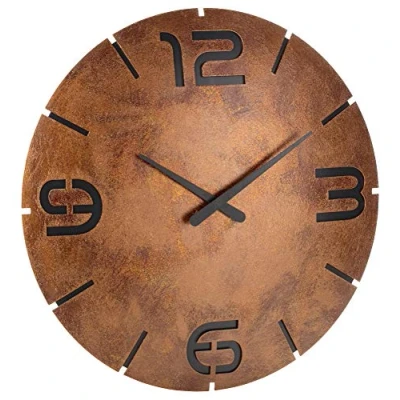 Image de TFA Dostmann 60.3536 Contour Horloge murale radio pilotée avec chiffres noirs, aspect rouille
