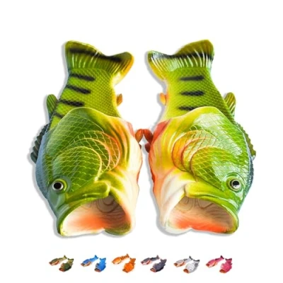 Image de Coddies Sandales Poisson Les Originaux Cadeau Sympa, Unisexes, Pantoufles Poisson, Chaussures de Piscine, Plage et Douche Hommes Femmes (44/45 EU, Vert)