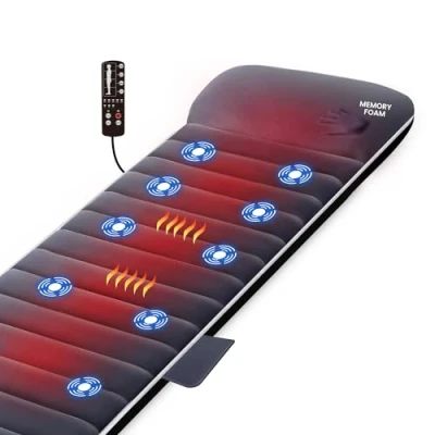 Image de Snailax Tapis de Massage en Mousse à Mémoire avec Chaleur Matelas Massant Chauffant et Vibration, Coussin Complet pour soulager la Douleur SL363M FR