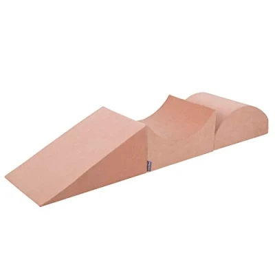Image de KiddyMoon Velvet Aire De Jeux en Mousse pour Enfants, Élément Pente/Rampe/Semi Rouleau, Rose des Sables