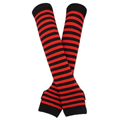 Image de Manchettes mitaines Gants longs style punk/gothique/rock, noir/rouge, taille unique