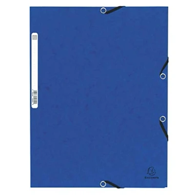 Image de Exacompta Réf. 55302E 1 Chemise à élastique 3 rabats carte lustrée 355gm² format 24x32 cm pour A4 Bleu
