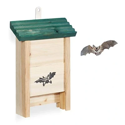 Image de Relaxdays, nature, abri à chauve souris, Niche en bois non traité de sapin, Maison, Boîte HxLxP : 25,5 x 18 6 cm, vert