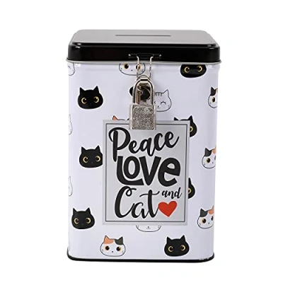 Image de I TOTAL® Tirelire drôle avec Cadenas et clés/Porte Monnaie en métal Fermeture (Cat)