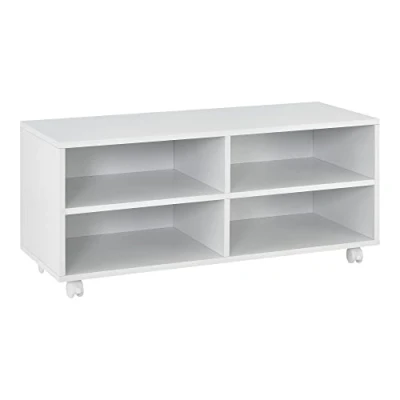 Image de [en.casa] Meuble de Rangement à roulettes Étagère Commode Roulant Panneau Particules 90 x 35 41 cm Blanc Mat
