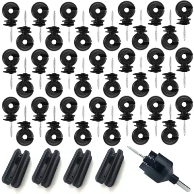 Image de Lot de 40 isolateurs annulaires pour clôture électrique, avec 4 traction et 1 mandrin perçage électrique