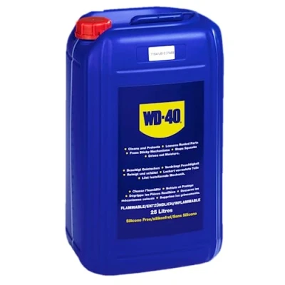 Image de WD 40 Produit Multifonction Bidon Sans Silicone Non Conducteur Compatible Plastiques, Caoutchoucs, Tous Métaux 25 L
