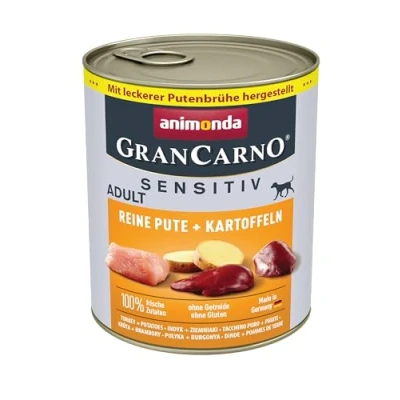Image de nourriture pour chien GranCarno Sensitiv Adult d’animonda, humide adulte, pur dinde + pomme de terre, 6 x 800 g