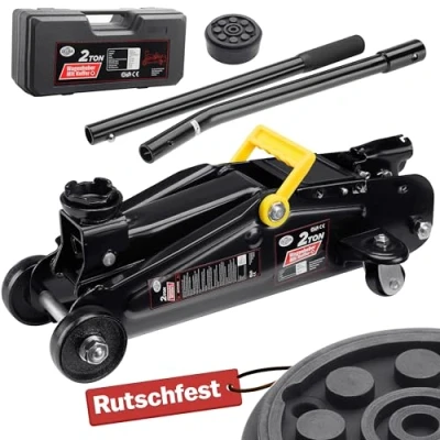 Image de Deuba® cric hydraulique 2 tonnes levée 135 330mm Valise de Rangement Patins en Caoutchouc Inclus Levage Voiture véhicules citadine