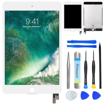 Image de NB+ Écran tactile LCD de rechange pour Apple iPad Mini 2015 7,9&quot; 4ème génération Digitizer Panneau avant en verre avec outils (Blanc)