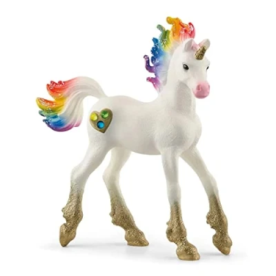 Image de Schleich Statuette Bayala Licorne Arc en ciel, Poulain Jaune 8,2x2,6x9
