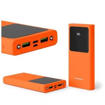 Image de FOREVER Colorum Power Bank 10000mAh Orange Batterie Externe Portable avec USB C microUSB Écran LED Charge Rapide de Deux Appareils Voyants