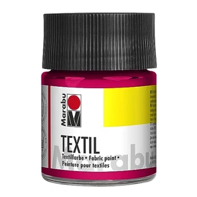 Image de Marabu 17160005031 Peinture Textile pour Tissus clairs, Rouge Cerise 50 ML, Encre à Base d&#039;eau, résistant au Lavage jusqu&#039;à 60C, Fixation par Repassage ou Four
