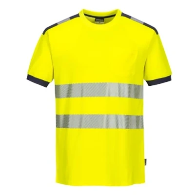 Image de Portwest T181 PW3 T shirt de Sécurité à Manches Courtes Haute Visibilité Jaune/Noir, 4X Grand