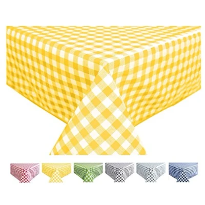 Image de Home Direct Nappe Toile cirée PVC Rectangulaire 140 x 200 cm Vichy Jaune