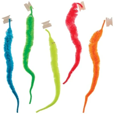 Image de Baker Ross FN151 Fuzzy Spiral Worms Lot de 5, vers pour farces et attrapes, remplir les sacs fête.