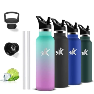 Image de Gourde Isotherme, 500ml Paille, Bouteille Inox, Anti Fuite, Bouteilles Isothermes, Double Isolation, Avec Poignée, sans Bpa, d&#039;eau pour Randonnée, Camping, Voyage, Aptitude