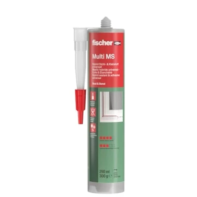 Image de fischer Mastic Colle Universel Multi MS Blanc pour Collage et étanchéité 1 Cartouche de 290 ML avec canule à Capuchon refermable