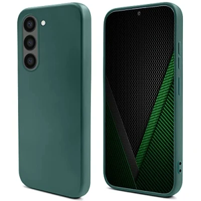 Image de Moozy Lifestyle. coque en silicone pour Samsung S23, vert foncé légère liquide avec finition mate et doublure microfibre douce, de qualité supérieure Neuf
