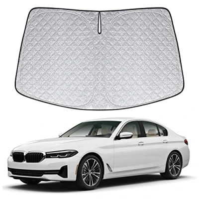 Image de Pare Soleil Anti UV Pliant pour Brise Avant Remplacement BMW 5 Series 2018 2023, Soleils Voiture à l&#039;intérieur Pliable Couverture, Protection poussière Réfléchissante