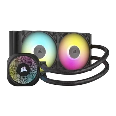 Image de CORSAIR iCUE Link Titan 240 RX RGB Refroidisseur Liquide pour CPU 240mm AIO 2X RX120 Ventilateurs Inclus Convient à Intel LGA 1851/1700, AMD AM5/AM4 Hub du Système Noir