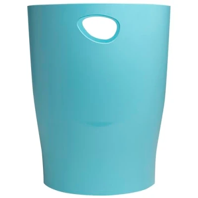 Image de Exacompta Réf. 45333D 1 corbeille à papier avec poignées ECOBIN Skandi Grande capacité 15 litres Dimensions 26,3 x 33,5 cm Pour bureau ou maison Couleur Bleu givré