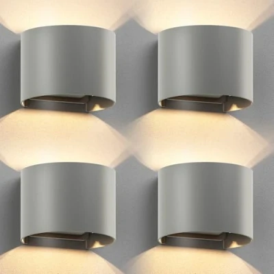 Image de ledscom.de 4 pièces Applique RUNEL pour l&#039;extérieur, IP65, Up /Downlight, gris mat, ronde, 1x G9 max. 10W