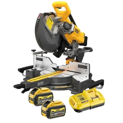 Image de dewalt Scie à onglets 305 mm xr flexvolt 54v 3ah brushless + 2 batteries dcs781x2 qw