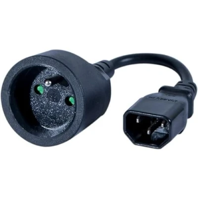 Image de Adaptateur secteur IEC C14 CEE7 femelle 1 prise 10 A sans interrupteur