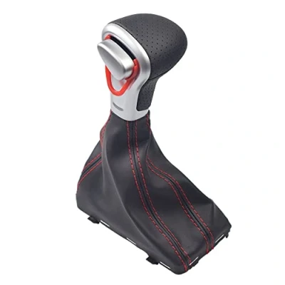 Image de Hacreyatu Pommeau de levier vitesses automatique Gaiter Boot pour A u di A4 B8 A5 Q5 (Ligne rouge 2)