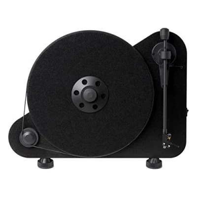 Image de Pro Ject VT E R Tourne Disque Vertical Design innovant en Mode Portrait ou Paysage Moteur synchrone Silencieux Bras de Lecture Aluminium Noir