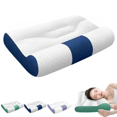 Image de RENTANAC Nimecal Ergonomic Goose Down Pillow, Sleep Enhancing Cervical Support Comfort Memory Foam Soft Pillow for Bedroom