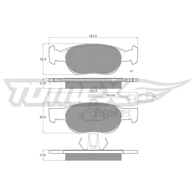 Image de TOMEX brakes TX 10 711 Jeu de plaquettes frein Essieu avant contact signal d&#039;usure inclus FIAT: BRAVO 1, Marea Weekend, Brava 5 portes