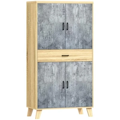 Image de Buffet cuisine HOMCOM 2 placards à portes double, étagères réglables et tiroir 80 x 40 152,5 cm gris