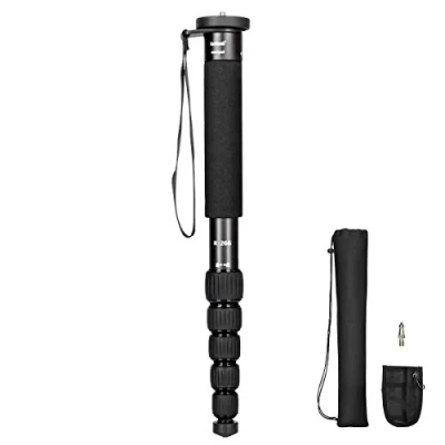 Image de Koolehaoda Monopode à 6 Sections Bâton unipod Portable Compact en Alliage d&#039;aluminium, Max. Charge 7 kg, la Taille de Pliage n&#039;est Que 38 cm (Noir)