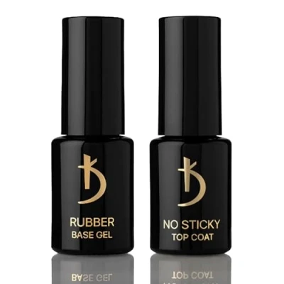 Image de Kodi Professional Rubber Base et Top Coat Semi Permanent 2 * 12ml No Wipe Vernis à ongles Gel Manucure Kit