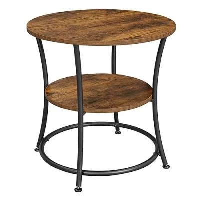 Image de VASAGLE Table d&#039;appoint ronde 55 x cm (Ø H) Bout de canapé Style industriel Structure en métal marron LET56BX