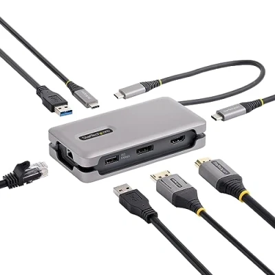 Image de StarTech.com Adaptateur Multiport USB C Station d&#039;accueil C, 4K 60Hz HDMI 2.0b, HDR, Hub Vidéo 3.2 Gen 2 10Gbps Mini Dock 100W PD Pass Through Câble de 30cm (DKT31CH2CPD3)