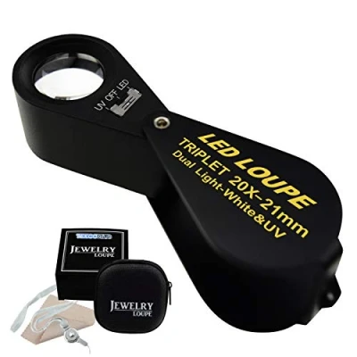Image de 20x 21 mm LED UV Bijoux Loupe Triplet Objectif