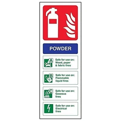 Image de vsafety 11005 aj s Panneau extincteur, poudre d&#039;identité, autocollant, Portrait, 100 mm x 280 mm, bleu/vert/rouge