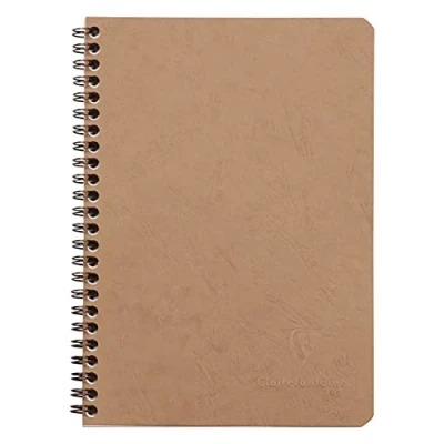 Image de Clairefontaine 78532C Collection Age Bag Un Cahier à Spirale Tabac A5 14,8x21 cm 100 Pages Petits Carreaux Papier Blanc 90 g Couverture Carte Lustrée Grain Cuir