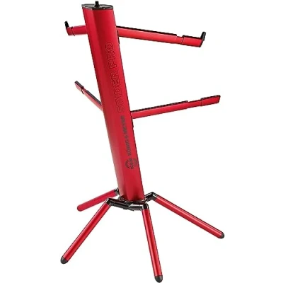 Image de K&amp;M 18860 pied de clavier Spider Pro Rouge 4 bras d&#039;appui pour 2 instruments, à colonne incliné, raccord fileté