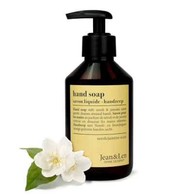 Image de Jean&amp;len Savon Liquide pour les Mains Néroli et Jasmin, Nettoie Nourrit en Douceur, Flacon à Pompe, sans Parabènes, Silicones Microplastique, Végan, 250 ml