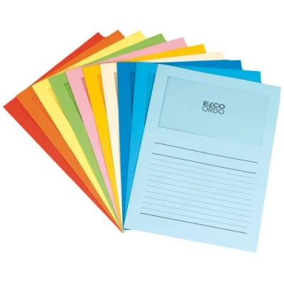 Image de ELCO Ordo Classico Chemise de classement avec fenêtre 120 g/m² 220 mm x 310 mm, 180 100 Boîte (10 10 couleurs assorties) (Import Royaume Uni)