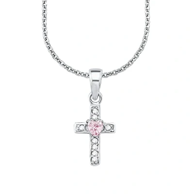 Image de Amor chaîne avec pendentif en argent sterling 925 pour enfants, zirconium synthétisé, 35+3 cm, argent, croix, Livrée boîte cadeau,