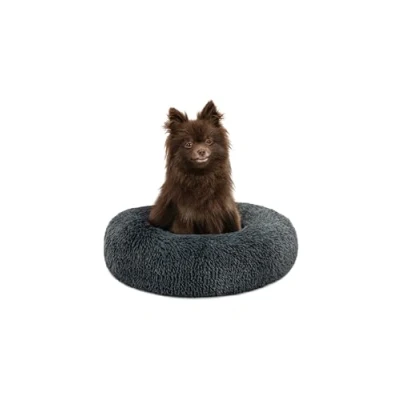Image de lionto lit Donut pour Chiens et Chats, Rond Moelleux Petits Grands Animaux domestiques, Ø40 cm, Chats en Peluche Doux, Coussin Chien avec Rembourrage Extra épais, Gris foncé