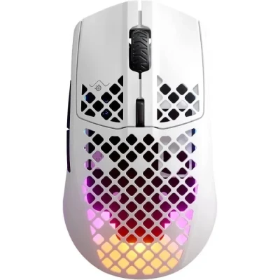 Image de SteelSeries Aerox 3 Wireless Souris gaming RGB trouée Design étanche ultra léger Capteur optique 18K DPI TrueMove Air Snow