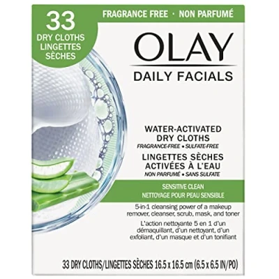 Image de Olay 4 in 1 Sensitive Daily Facial Cloths, 33 ct by